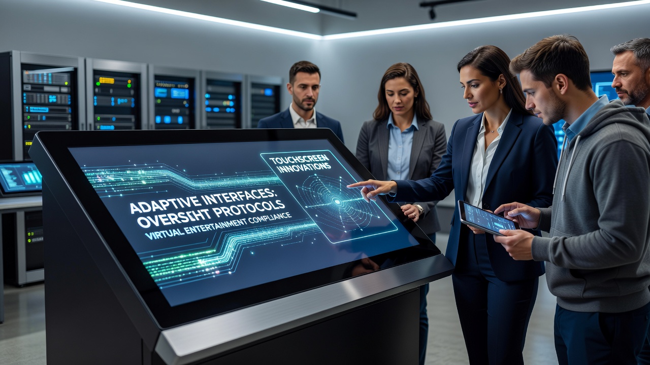 Detailansicht eines adaptiven Touchscreen-Displays mit regulatorischen Warnhinweisen