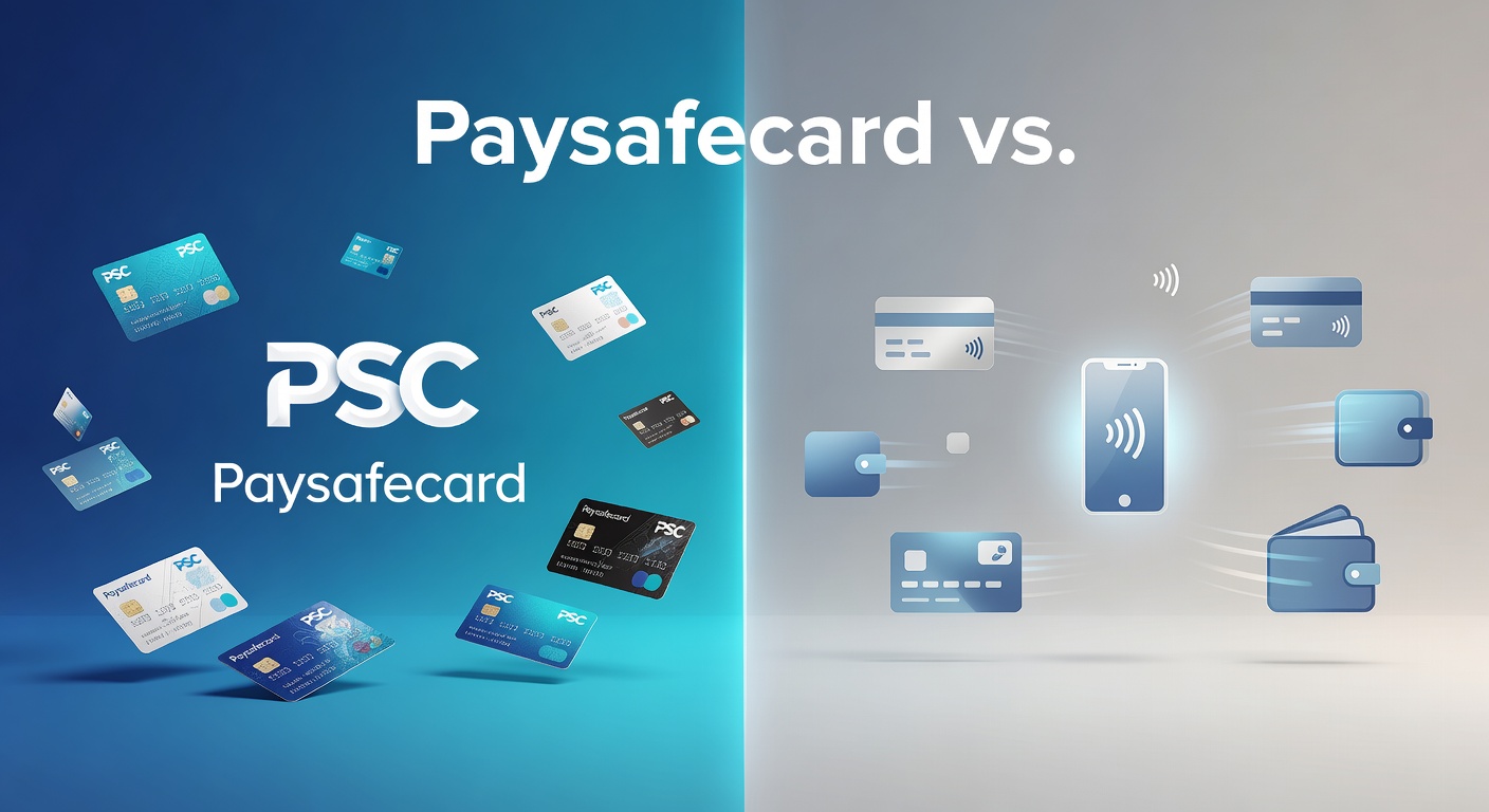 Paysafecard-Gutschein neben einem Smartphone mit Online-Casino-App, das eine Einzahlung zeigt